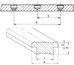 Schlitten für Schiene 20 x 3 mm - Block Kugellager 12 mm (1 Rolle