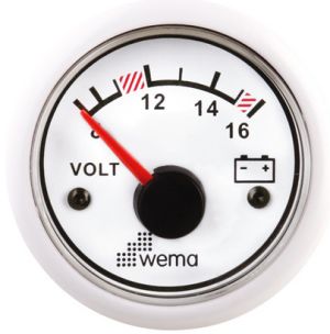 Volvo Penta 881658 Spannungsanzeige, Voltmeter 52mm, weiß, für 12 Volt