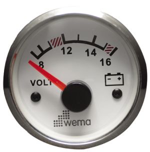 Volvo Penta 881658 Spannungsanzeige, Voltmeter 52mm, weiß, für 12 Volt