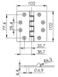 Preview: Scharnier Edelstahl 102 x 102 x 4 mm