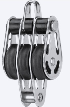 Dreifachblock mit Hundsfott, Bügel (demontierbar)  Ø: 6mm