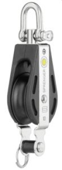 Block mit Wirbel (arretierbar), Hundsfott (demontierbar) - 10mm (Nadellager)