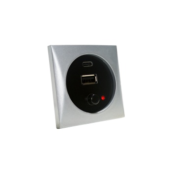 Batsystem USB A und C mit Schalter mattsilber