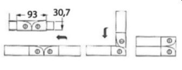Relingscharnier, klappbar AISI316 35x2 mm