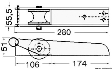 Bugrolle, rost. Edelstahl 280 x 55 mm