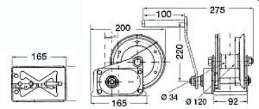 Brake Winch Trailerwinde Zugkraft 630 kg
