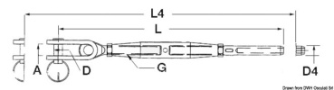Wantenspanner m. Gelenkgabeln AISI 316 6 mm - Zusatzbild 1