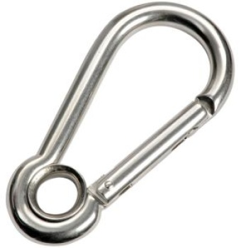 Karabinerhaken ohne Bolzen m. Auge AISI 316 6 mm