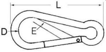 Karabinerhaken ohne Bolzen m. Auge AISI 316 10 mm