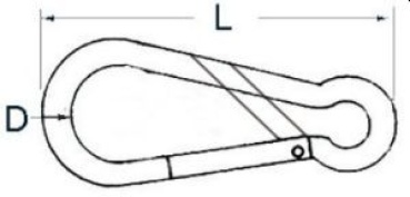 Karabinerhaken AISI 316, asym. Öffnung 100 mm
