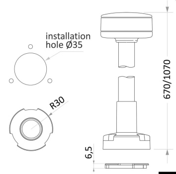 360° drahtloser Leuchtstab, weiß 100 cm Kunststoff-Halterung