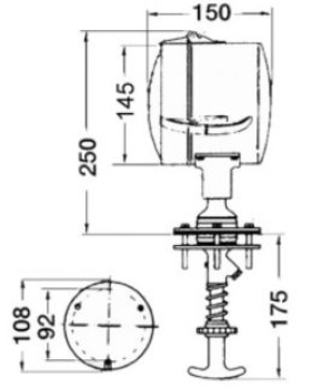 DHR Scheinwerfer, von innen orientierbar 12V 185mm