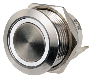 FLAT-Schalter Edelstahl ON Momentan - OFF 12/24 V Weiß