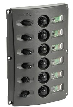 Schalttafel m. automatischen Sicherungen u. 2-LED, 6 Schalter