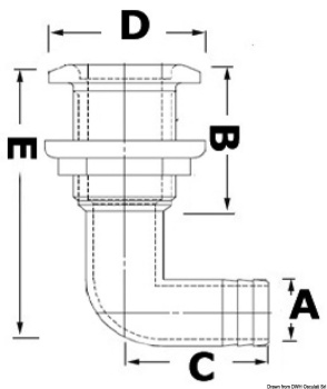 Nylon-Bordurchlaß 1" 25mm VA-Stahl Blende 90°