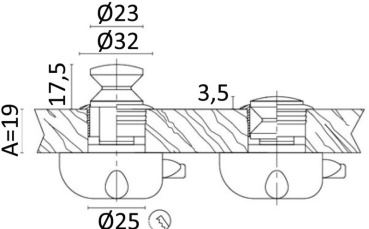 Knopf Messing, verchromt 23 mm