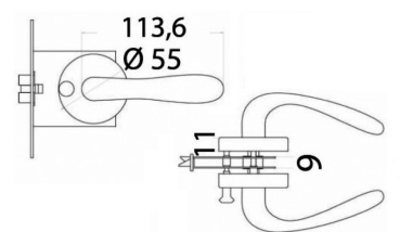 Einsteckschloß Messing verchrVerriegelung66x60x9mm