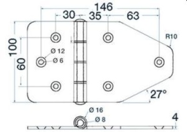 Großes Scharnier 180x100 mm