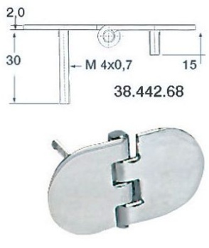 Scharnier m.Stiftschrauben umgekehrt 68,5x38,5 mm