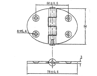 Schanier, oval 78x56 mm Stiftbefestigung 3 mm