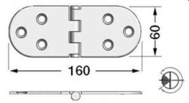 Scharnier, umgekehrt heavy duty 160x60 mm