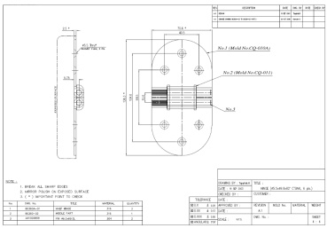Präzisions-Mikroguss-Scharnier, Drehwinkel 180°, 140x70mm
