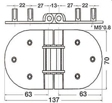 Präzisions-Mikroguss-Scharnier, Drehwinkel 180°, 140x70mm