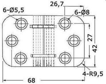 Klappscharnier 68x42 mm
