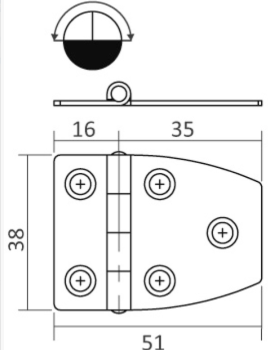 Edelstahlscharnier 51,5x27 mm
