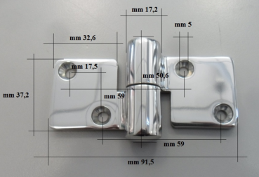 Scharnier AISI316 hochglanzpoliert 100x50 mm links