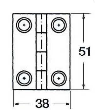 VA-Stahl Scharnier rechteck 4 Innengewinde 51x38mm