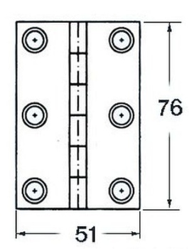 Scharnier rechteckig 76x51mm
