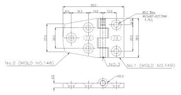 AISI316 herausragende Scharnier, hochglanz.57x38mm