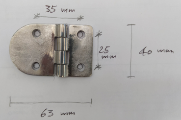 Scharnier B 95° AISI316 63x40 mm