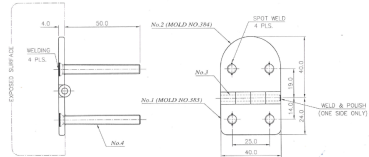Scharnier C 95° AISI316 63x40 mm