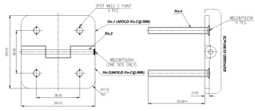 Scharnier D 95° AISI316 66x66 mm