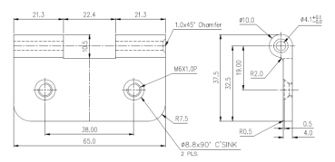 Scharnier D 95° AISI316 66x66 mm