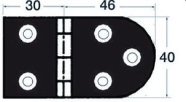 Scharnier A 180° AISI316 76x40 mm