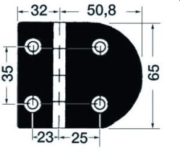 Scharnier A 95° AISI316 83x65 mm