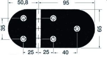 Scharnier A 95° AISI316 145x65 mm