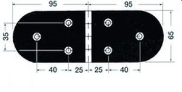 Scharnier A 95° AISI316 190x65 mm