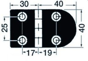 Scharnier A 95° AISI316 70x40 mm