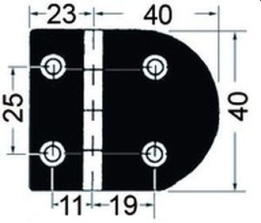 Scharnier A 95° AISI316 63x40 mm