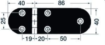 Scharnier A 95° AISI316 126x40 mm