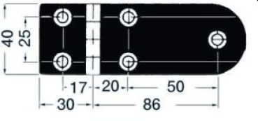 Scharnier A 95° AISI316 116x40 mm