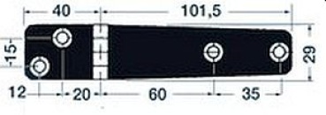 Scharnier A 95° AISI316 141x29 mm
