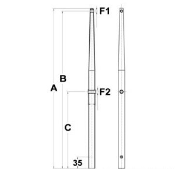 Relingstutz m. Drahtdurchlass AISI316 450 mm