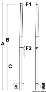 Aufsteck-Relingstutz AISI316 625 mm - Zusatzbild 1