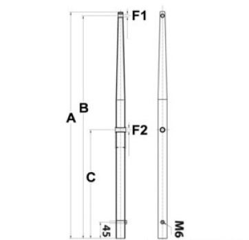 Relingstütze AISI 316 ORC-vorschriftsgemäß 625 mm