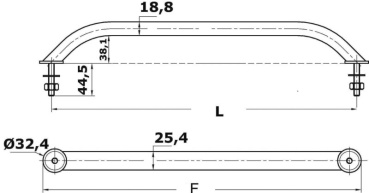 Handlauf ovales Rohr AISI316 Schrauben außen 915mm